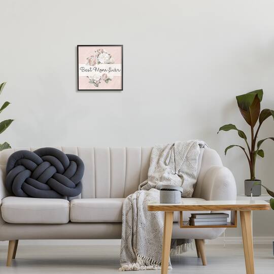 Stupell Industries Best Mom Ever Delicate Flower Bouquet Text Quote Framed Giclee Art